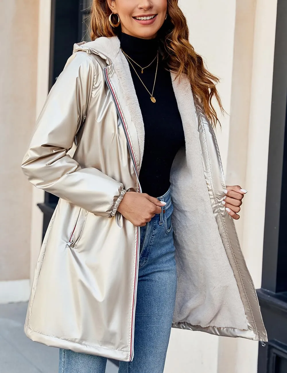 Bellivera Women Lightweight Coat Short Quilted Puffer Long Sleeve Belted Jacket Pockets