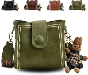 Bootara Bucket Bag, Vintage Crossbody Bag, Adjustable Wide Shoulder Strap, With Cute Rabbit Pendant, Shoulder/Crossbody