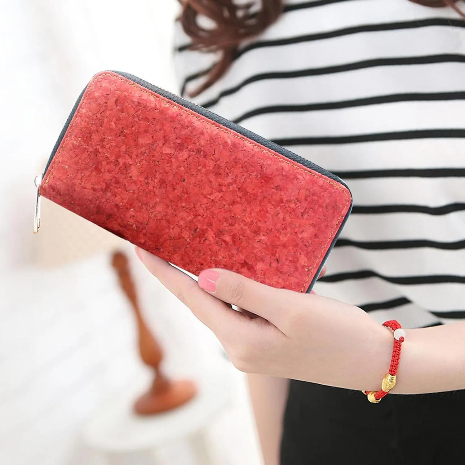 boshiho Cork Vegan Purse Wallet, Women's Smart Phone Clutch Long Purse with Card Holder