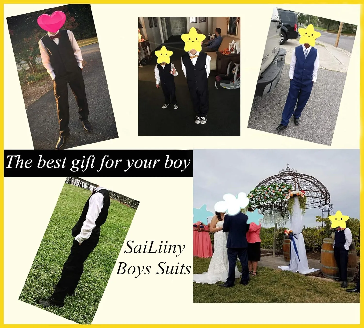 Boys 4-Pieces Suits Slim Fit Kids Outfits Vest Dress Pants Sets Formal Suit for Boy
