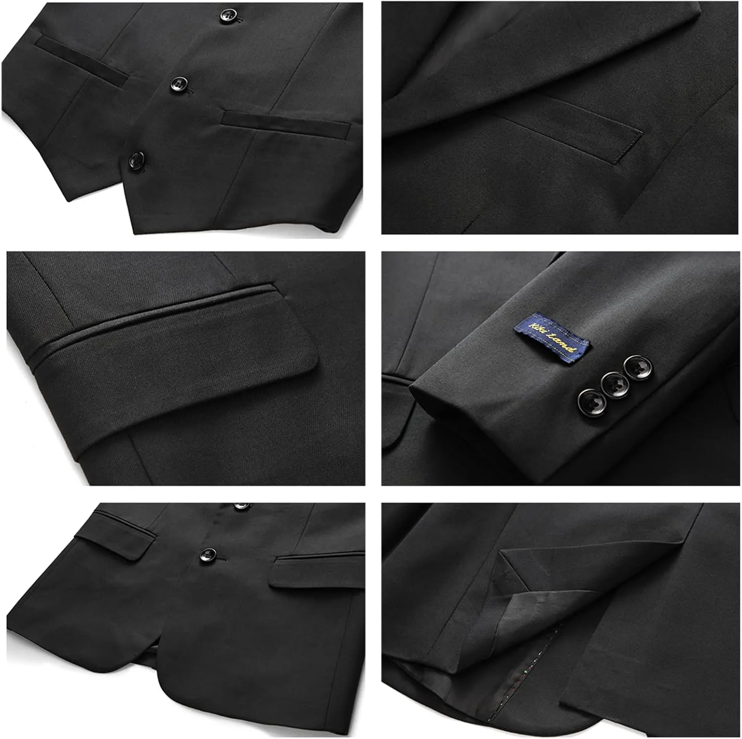 Boys Suits Solid Slim Fit Tuxedo 3 Piece Set with Blazer Jacket Dressing Pants Vest for Kids Wedding Prom Ring Bearer Outfit