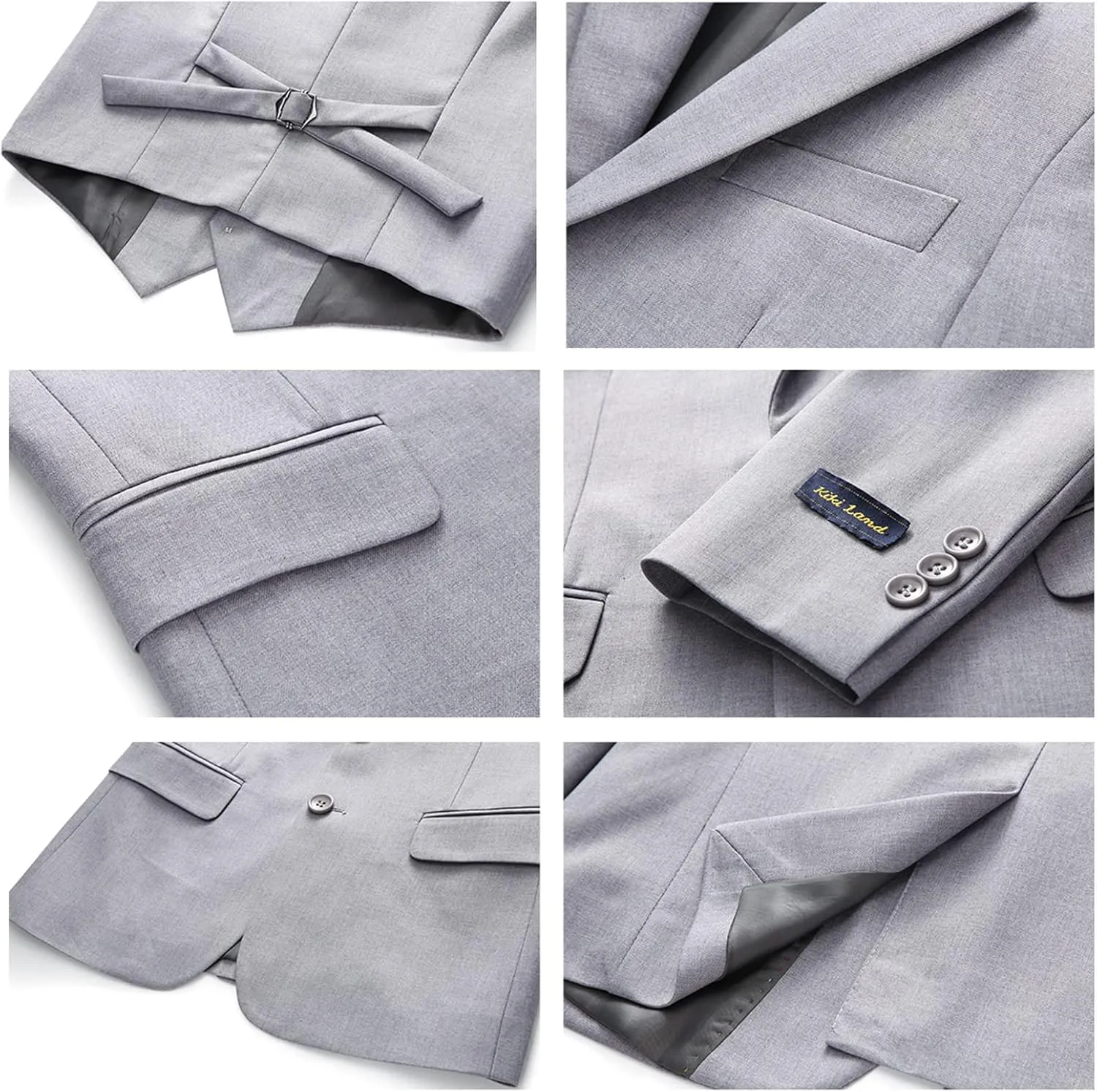 Boys Suits Solid Slim Fit Tuxedo 3 Piece Set with Blazer Jacket Dressing Pants Vest for Kids Wedding Prom Ring Bearer Outfit