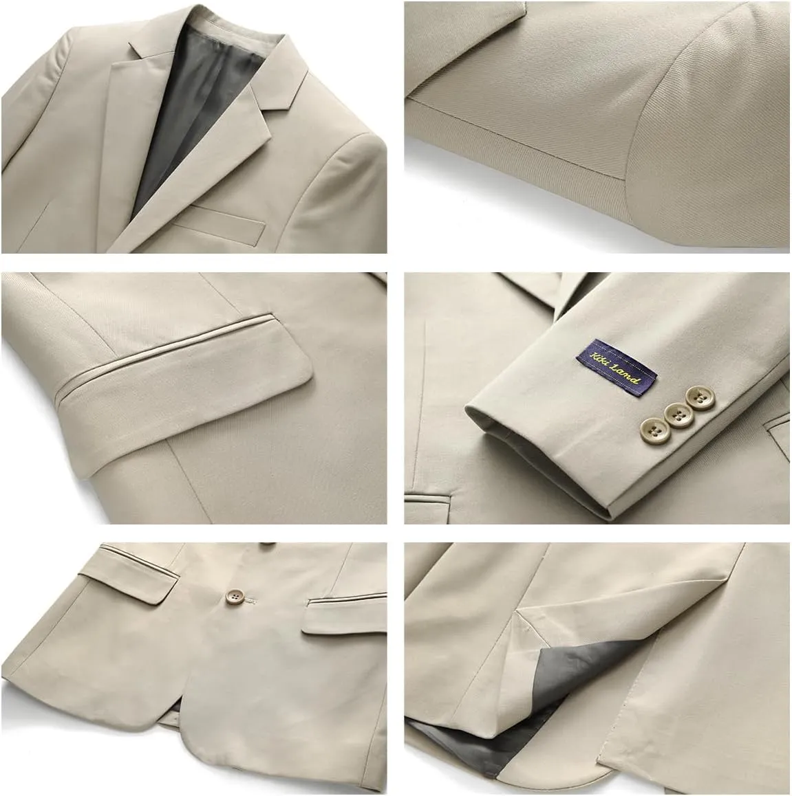 Boys Suits Solid Slim Fit Tuxedo 3 Piece Set with Blazer Jacket Dressing Pants Vest for Kids Wedding Prom Ring Bearer Outfit