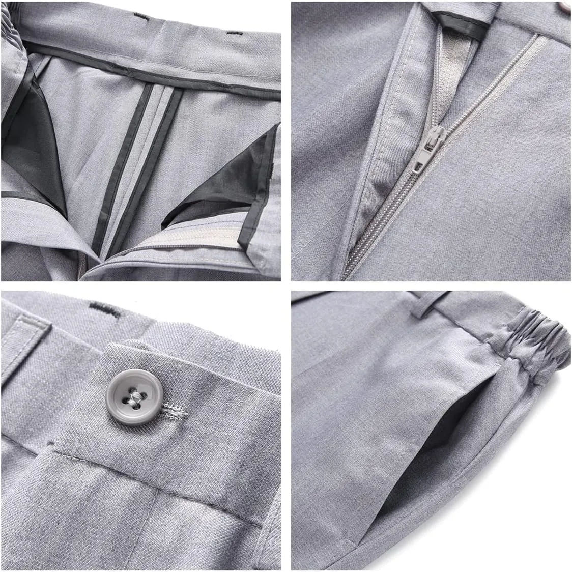 Boys Suits Solid Slim Fit Tuxedo 3 Piece Set with Blazer Jacket Dressing Pants Vest for Kids Wedding Prom Ring Bearer Outfit
