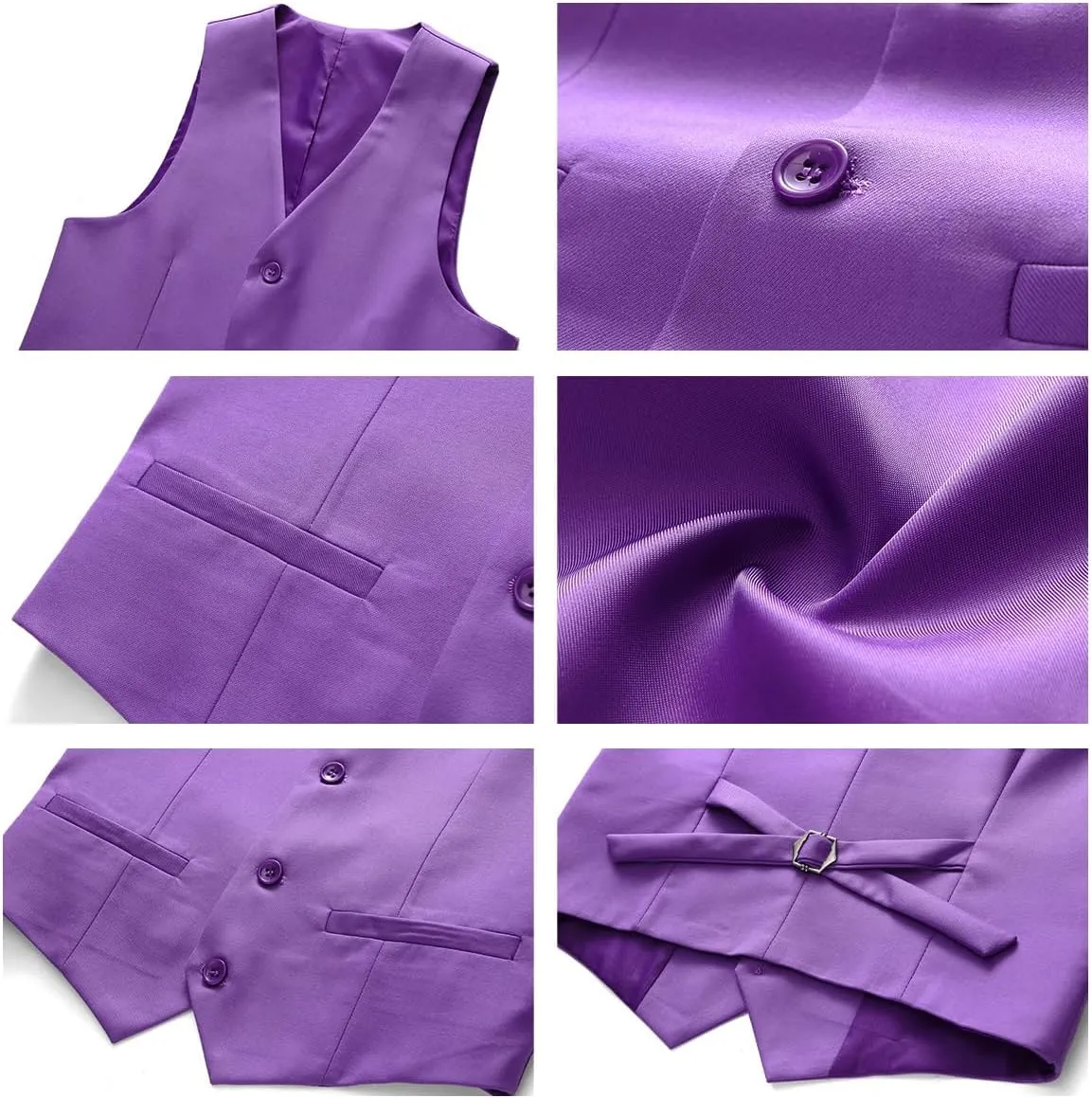 Boys Suits Solid Slim Fit Tuxedo 3 Piece Set with Blazer Jacket Dressing Pants Vest for Kids Wedding Prom Ring Bearer Outfit