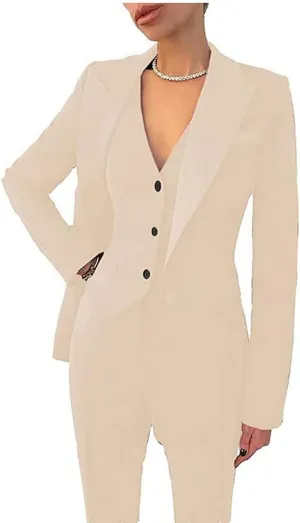 Business Women Suits 3 Piece Office Suit Set Slim Fit Blazer Vest Pants for Women