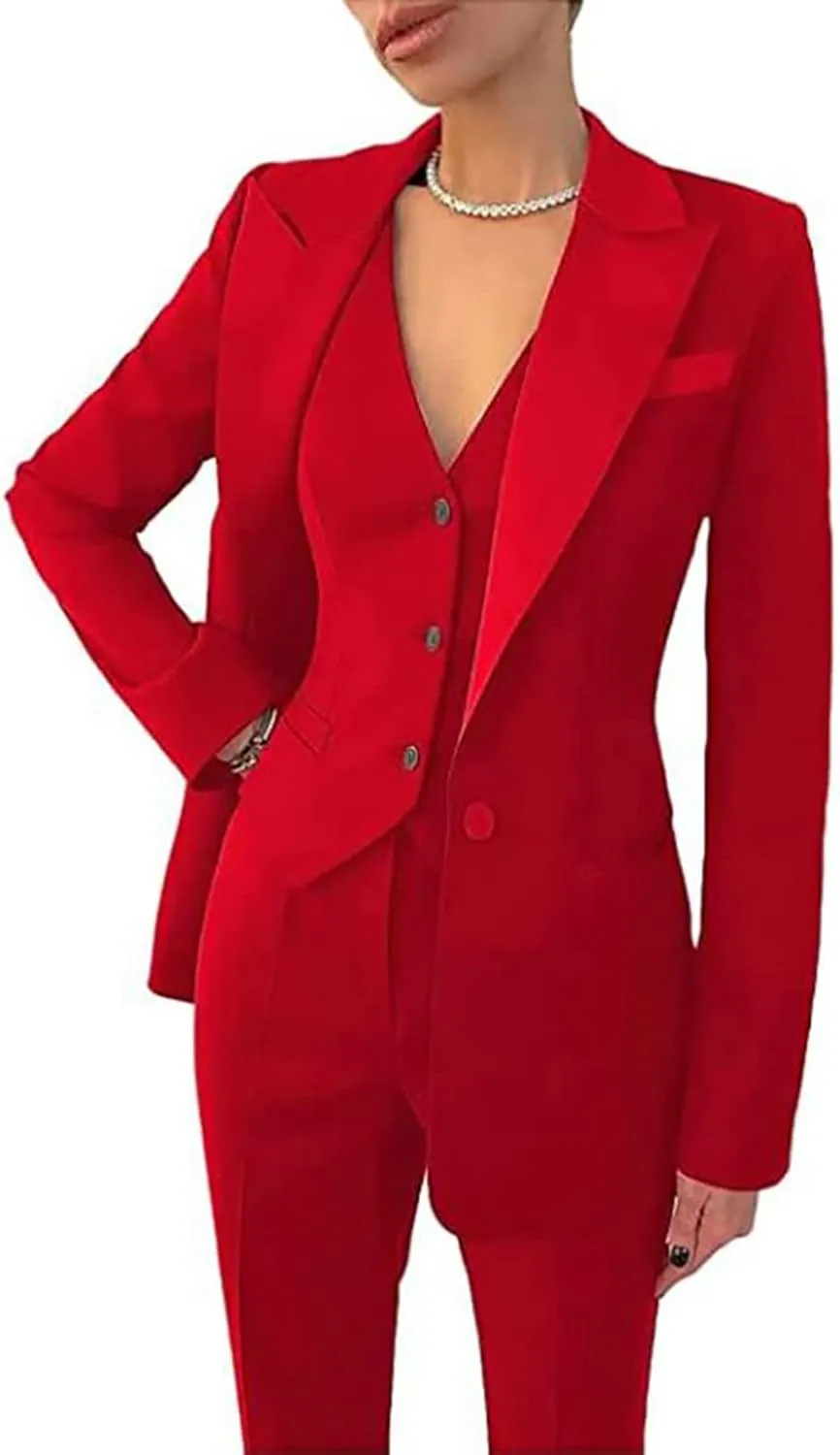 Business Women Suits 3 Piece Office Suit Set Slim Fit Blazer Vest Pants for Women