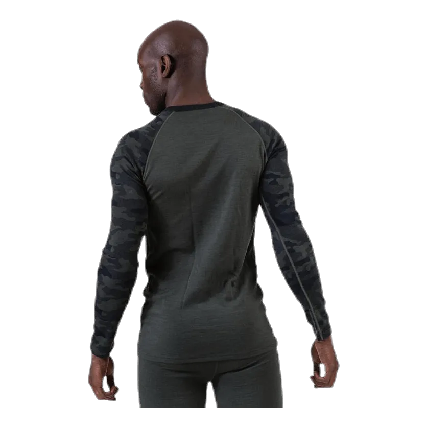 Camo Merino Wool Crew Green
