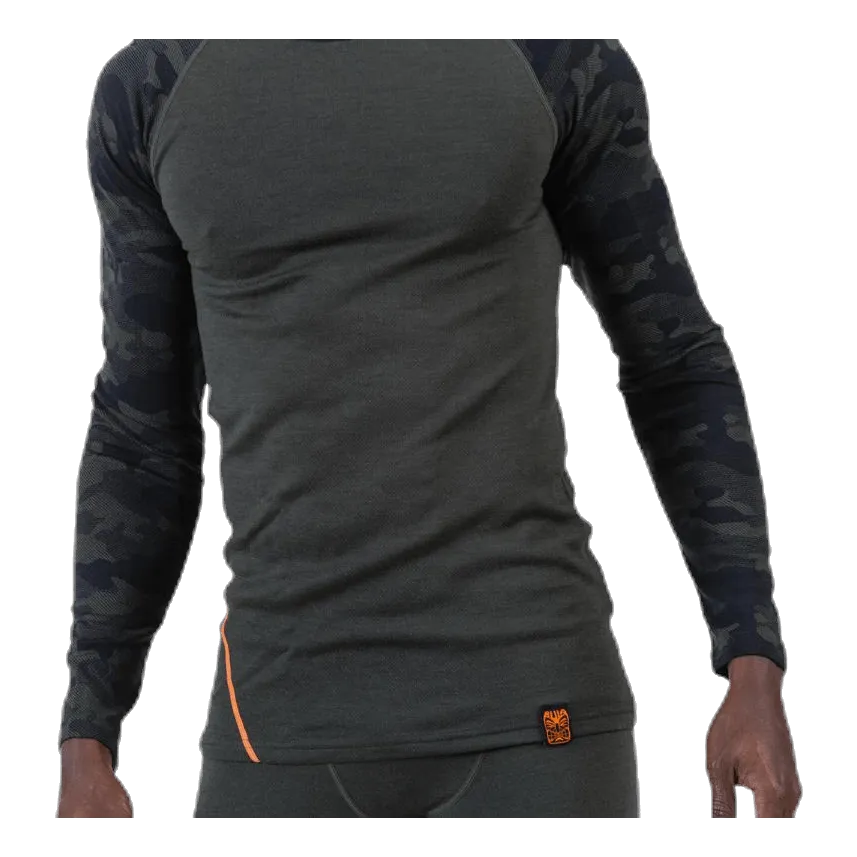 Camo Merino Wool Crew Green