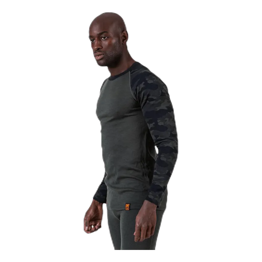 Camo Merino Wool Crew Green