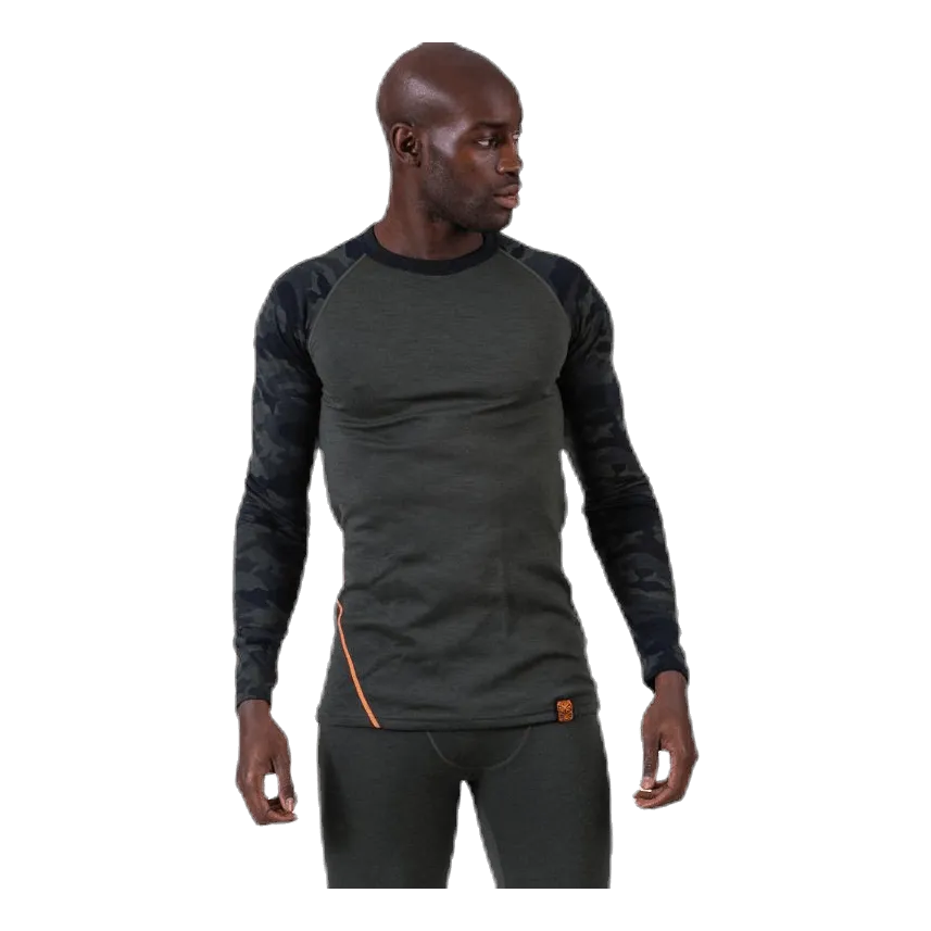 Camo Merino Wool Crew Green