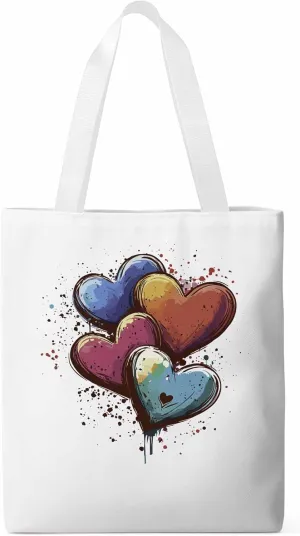 Canvas Tote Bag, Valentine's Day Aesthetic Canvas Tote Handbags for Women Shoulder Bag Love Hearts Modern