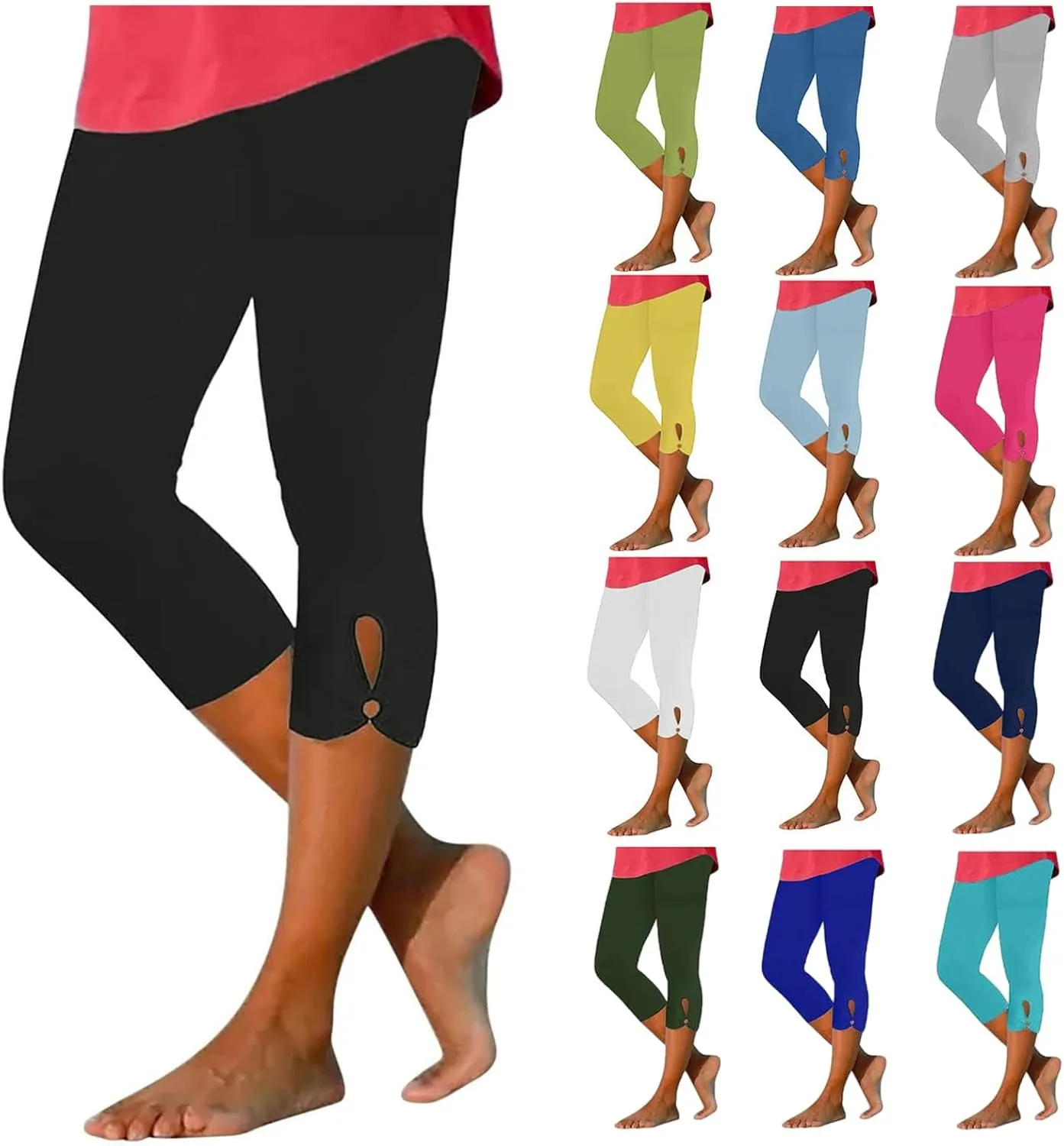 Capri Leggings for Women 2024 Summer Plus Size Capris Knee Length Casual Workout Yoga Capri Pants Beach Cropped Pants