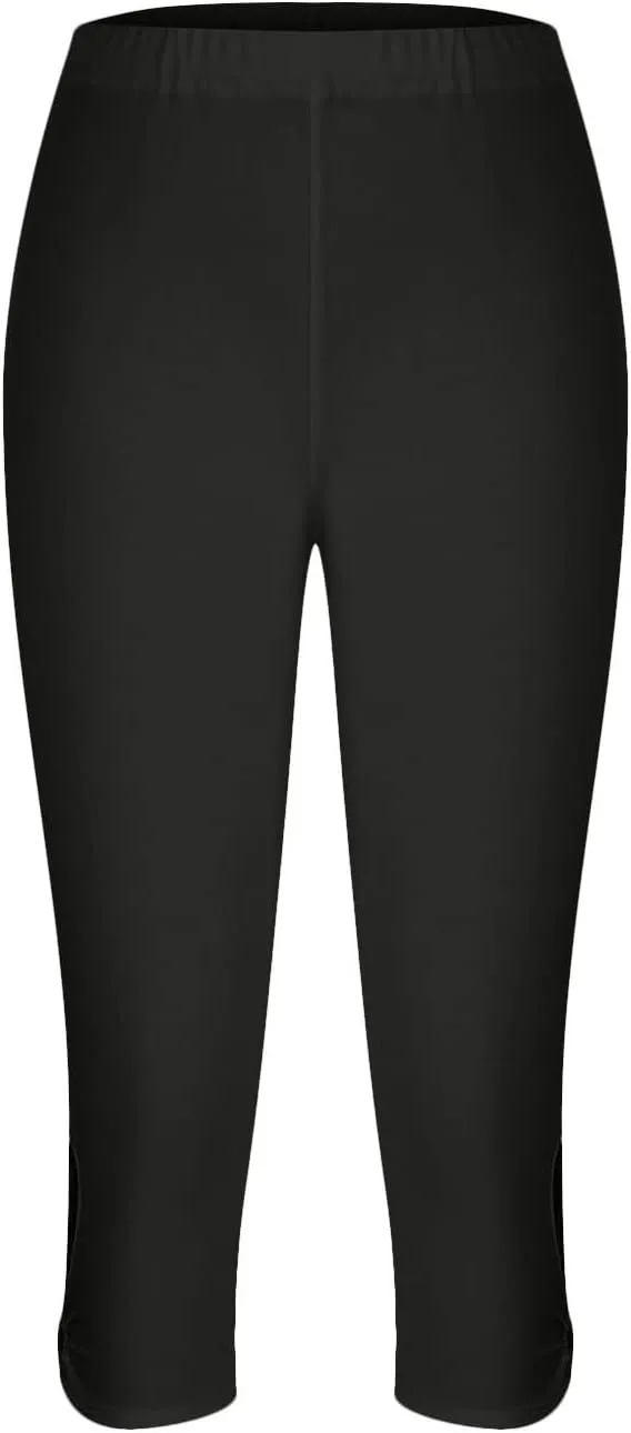 Capri Leggings for Women 2024 Summer Plus Size Capris Knee Length Casual Workout Yoga Capri Pants Beach Cropped Pants