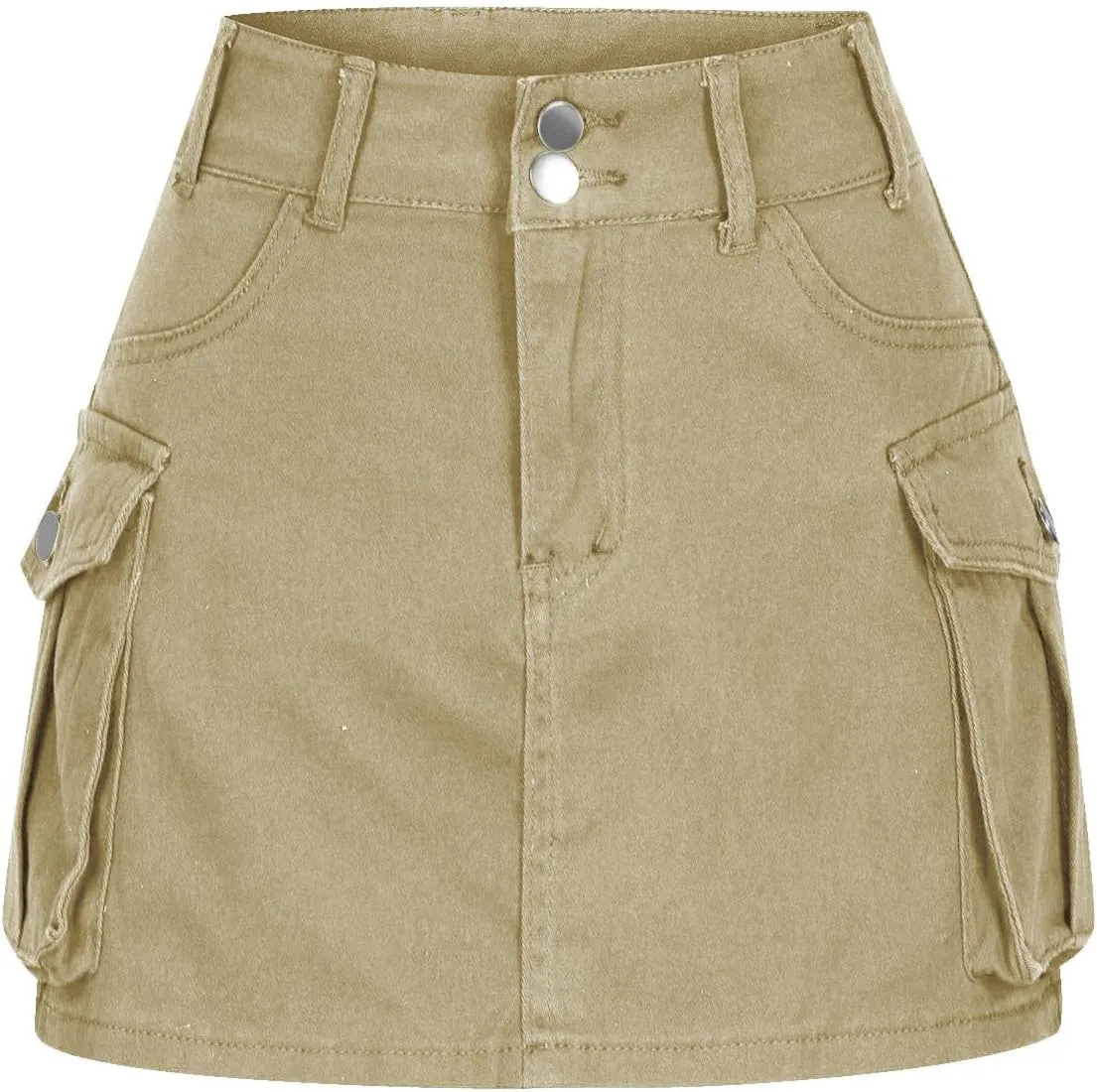 Cargo Denim Skirt Womens Summer Casual Skort Elastic High Waisted Short Mini Y2k Jean Skirts Flap Pockets Streetwear