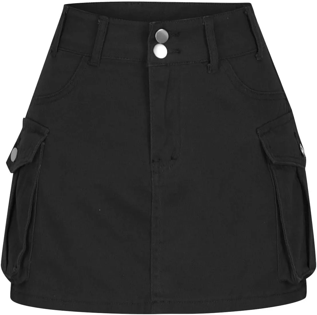 Cargo Denim Skirt Womens Summer Casual Skort Elastic High Waisted Short Mini Y2k Jean Skirts Flap Pockets Streetwear