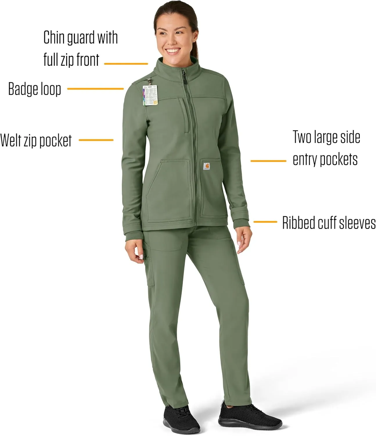 Carhartt Rugged Flex Scrubs for Women, Bonded Fleece Jacket