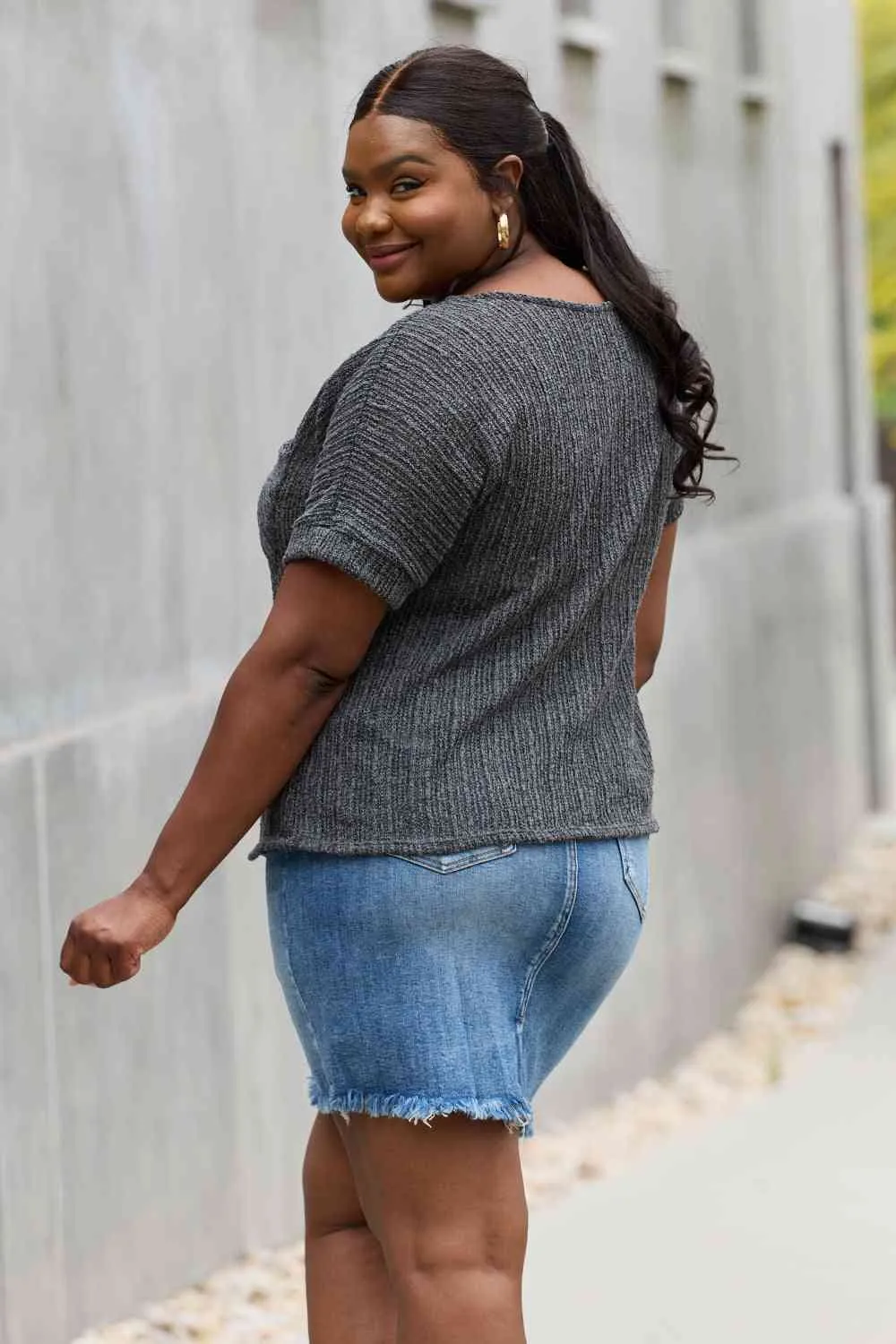 Chunky Knit Short Sleeve Top