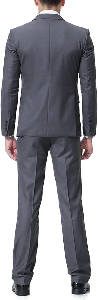 Cloudstyle Men's 3-Piece 2 Buttons Slim Fit Solid Color Jacket Smart Wedding Formal Suit