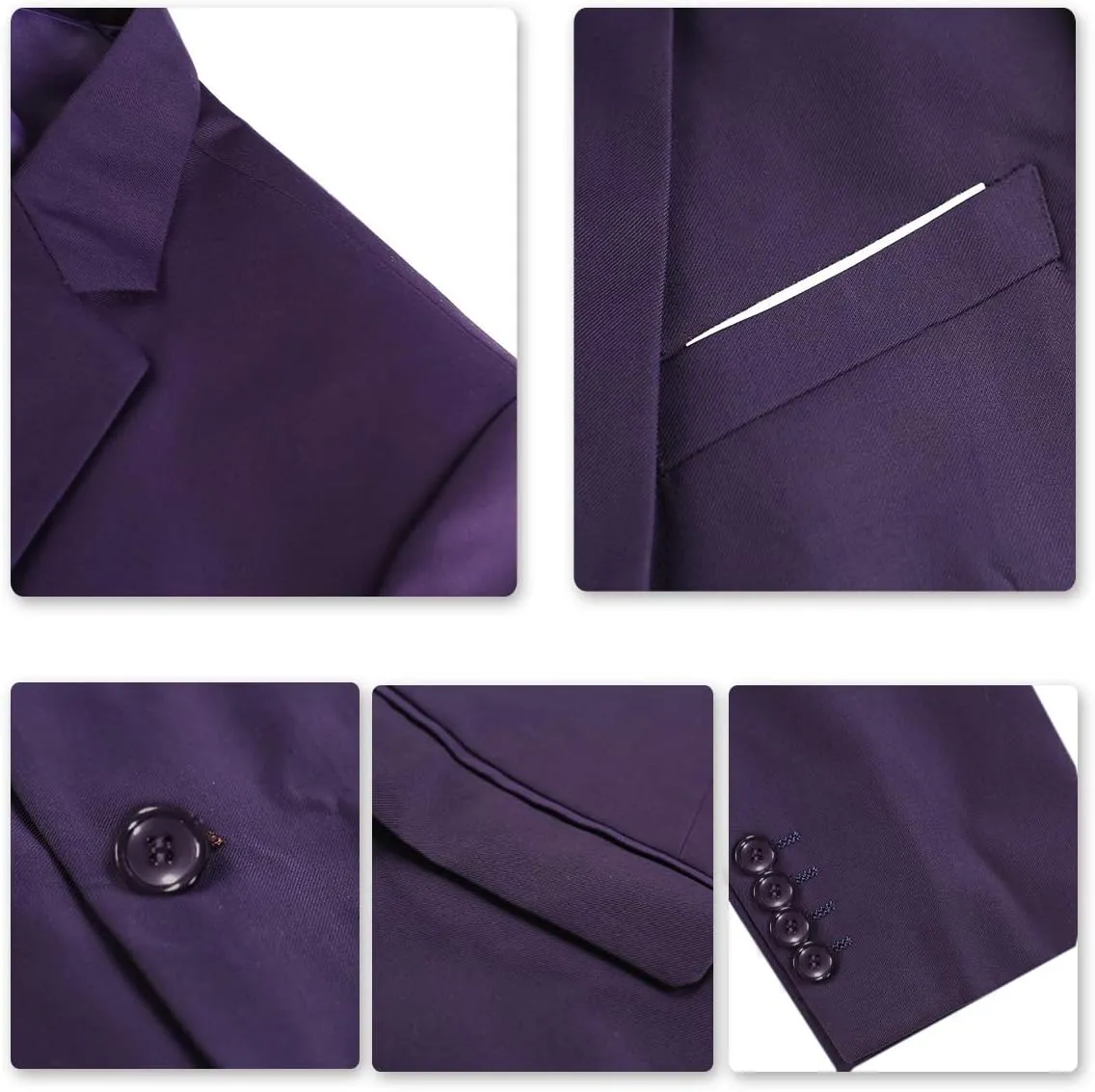 Cloudstyle Men's 3-Piece 2 Buttons Slim Fit Solid Color Jacket Smart Wedding Formal Suit