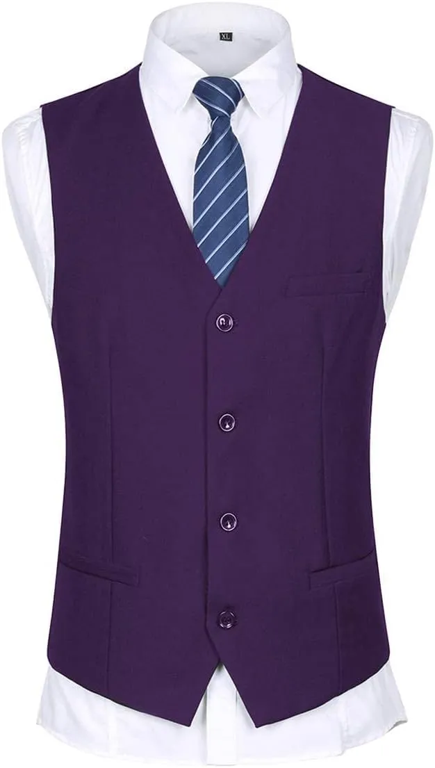 Cloudstyle Men's 3-Piece 2 Buttons Slim Fit Solid Color Jacket Smart Wedding Formal Suit