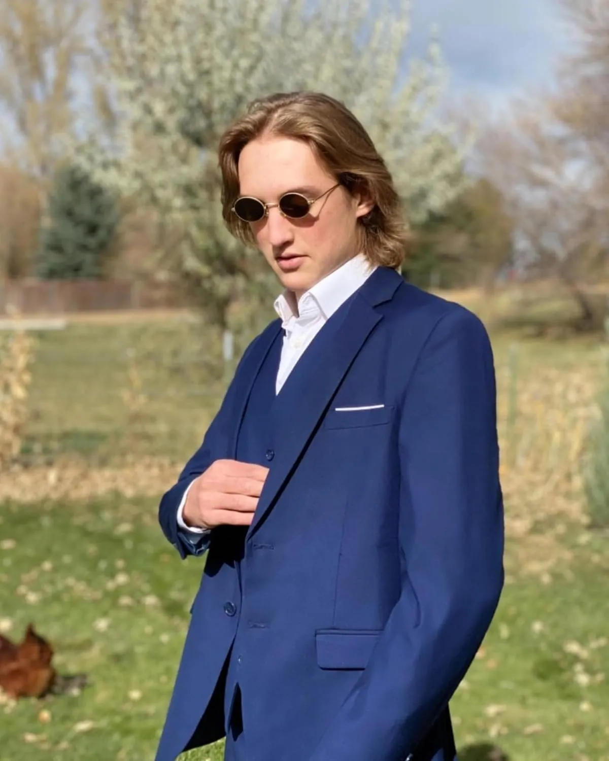 Cloudstyle Men's 3-Piece 2 Buttons Slim Fit Solid Color Jacket Smart Wedding Formal Suit