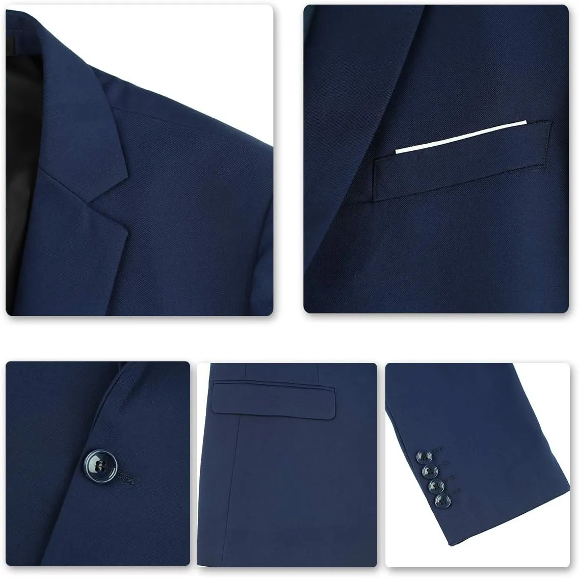Cloudstyle Men's 3-Piece 2 Buttons Slim Fit Solid Color Jacket Smart Wedding Formal Suit