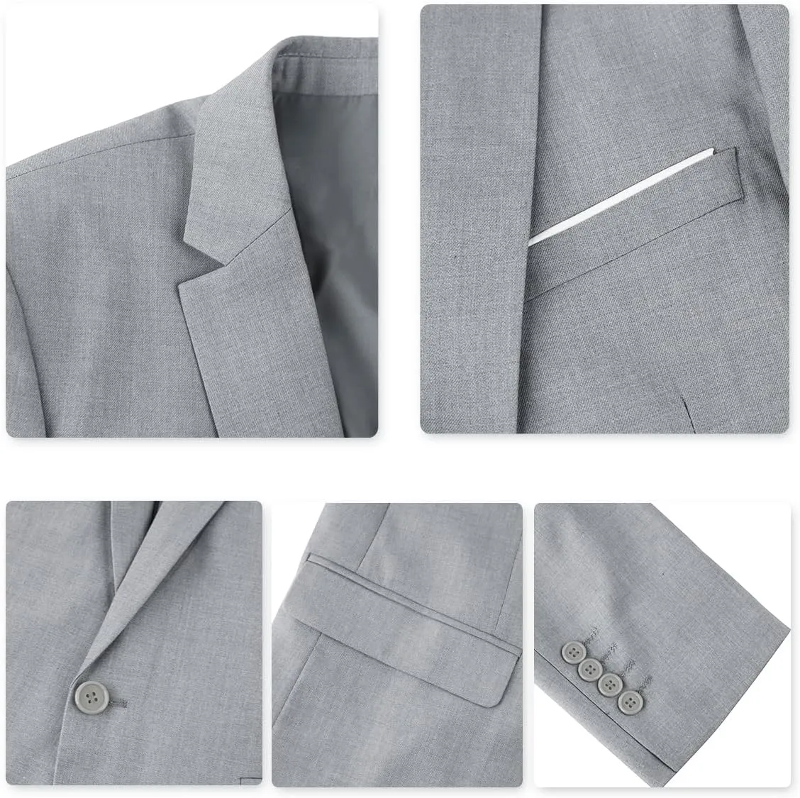 Cloudstyle Men's 3-Piece 2 Buttons Slim Fit Solid Color Jacket Smart Wedding Formal Suit