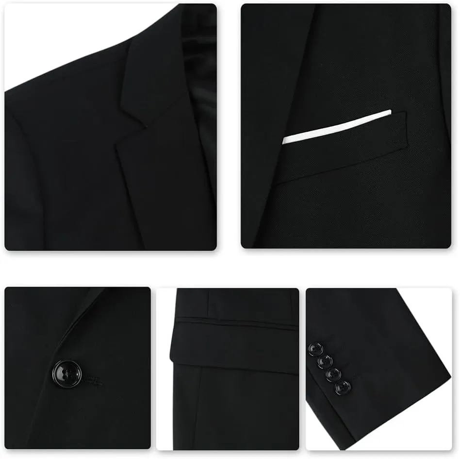 Cloudstyle Men's 3-Piece 2 Buttons Slim Fit Solid Color Jacket Smart Wedding Formal Suit