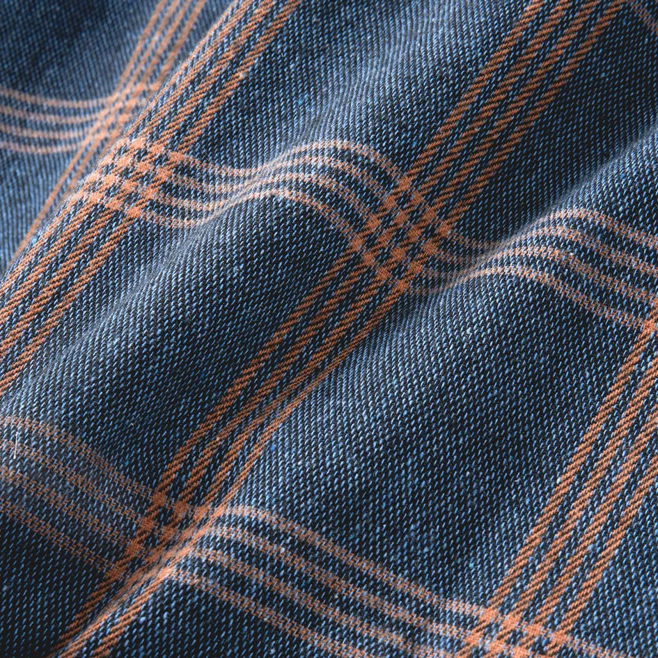 College Days II Long Sleeve Flannel - Navy Orange