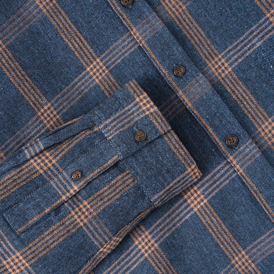 College Days II Long Sleeve Flannel - Navy Orange