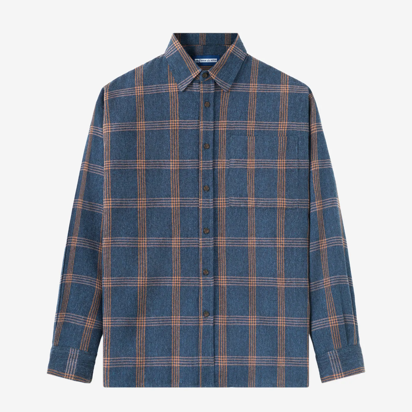 College Days II Long Sleeve Flannel - Navy Orange