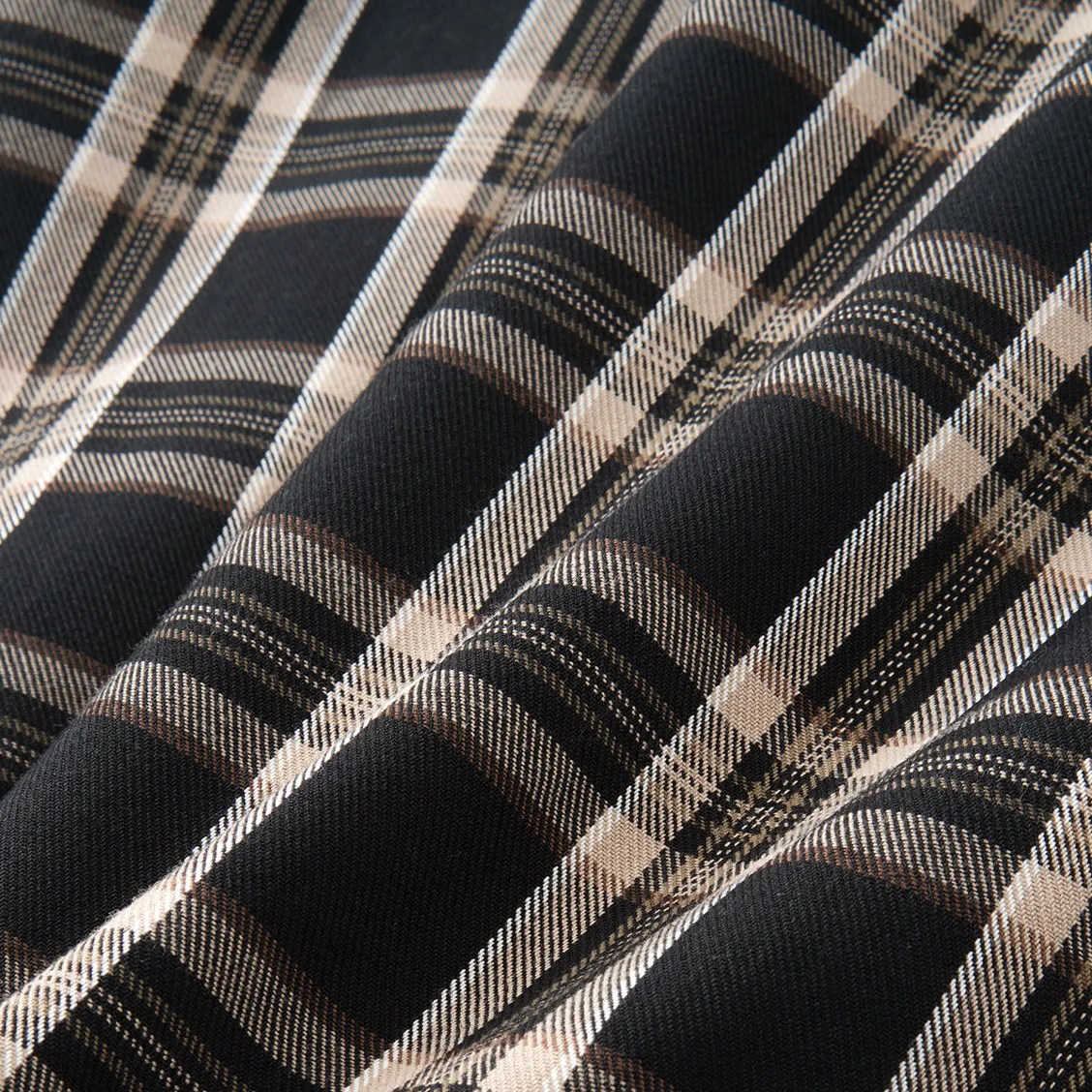 College Days II Short Sleeve Flannel - Black Khaki