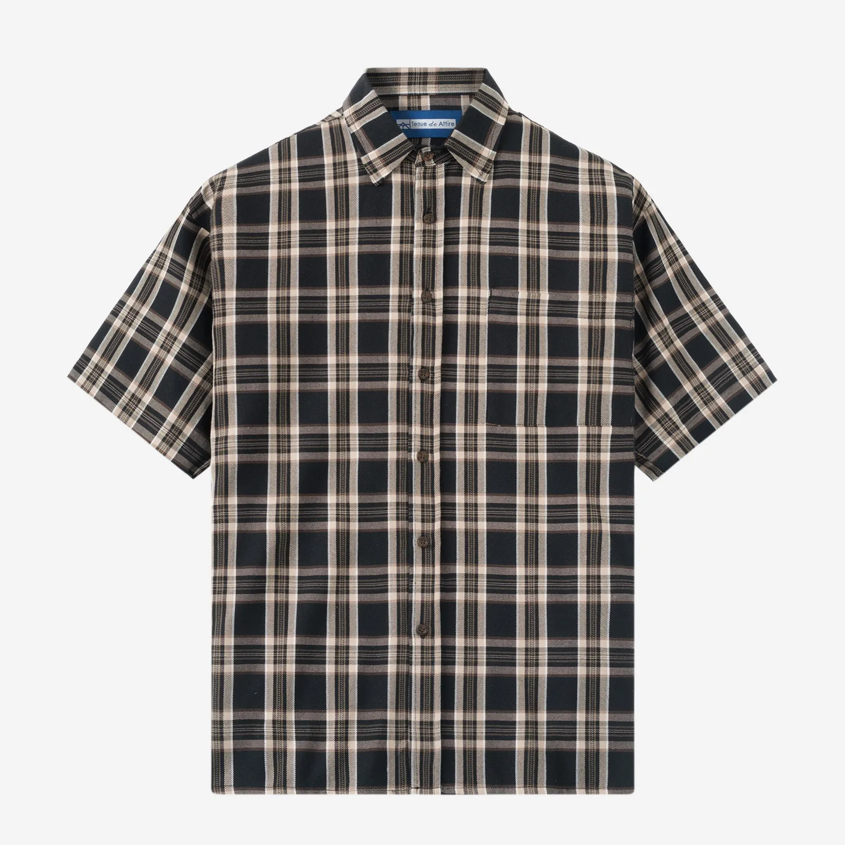 College Days II Short Sleeve Flannel - Black Khaki