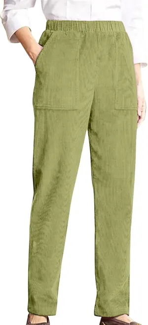 Corduroy Pants Women Fall Elastic High Waist Straight Wide Leg Pants Fall Winter Lounge Trousers with Pockets