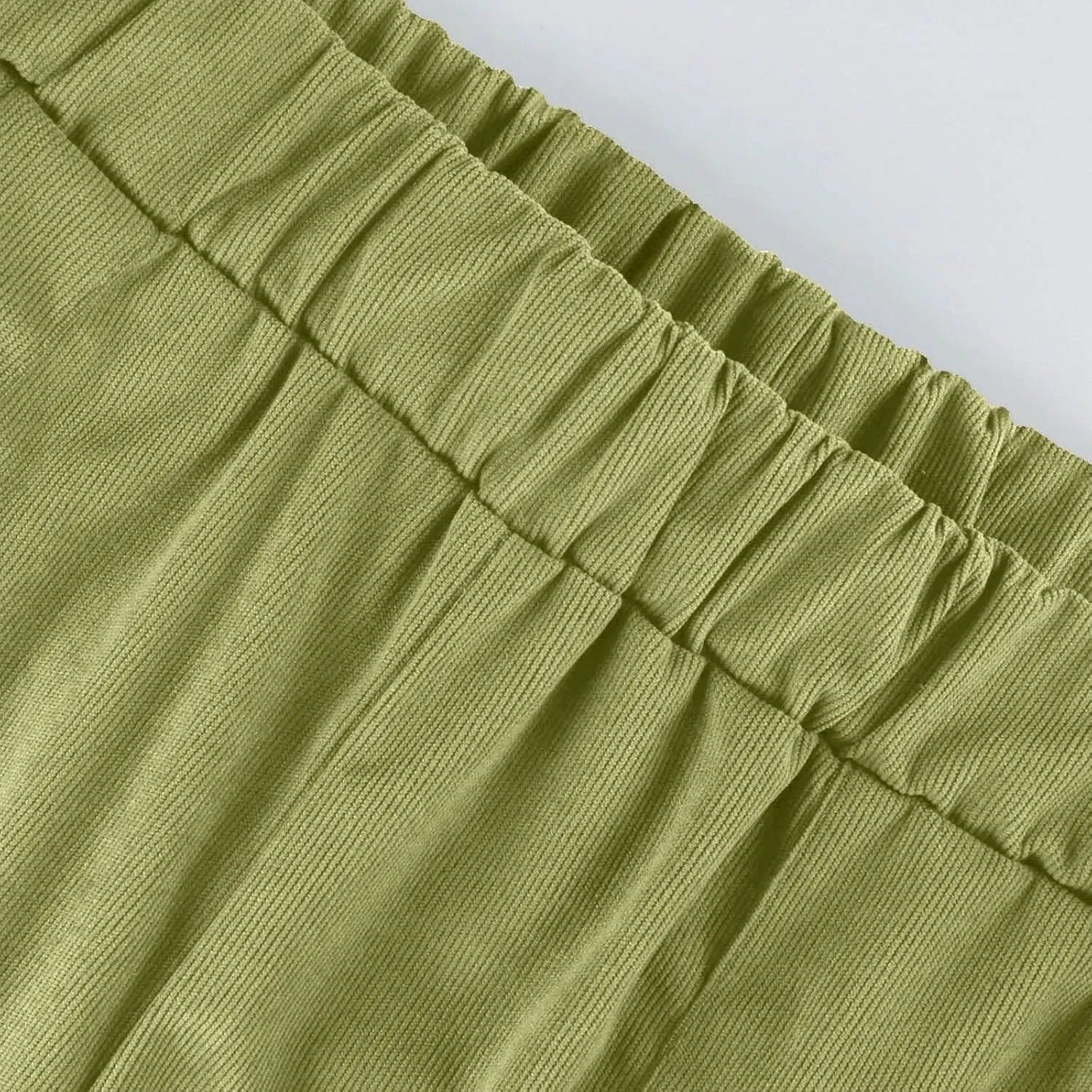 Corduroy Pants Women Fall Elastic High Waist Straight Wide Leg Pants Fall Winter Lounge Trousers with Pockets
