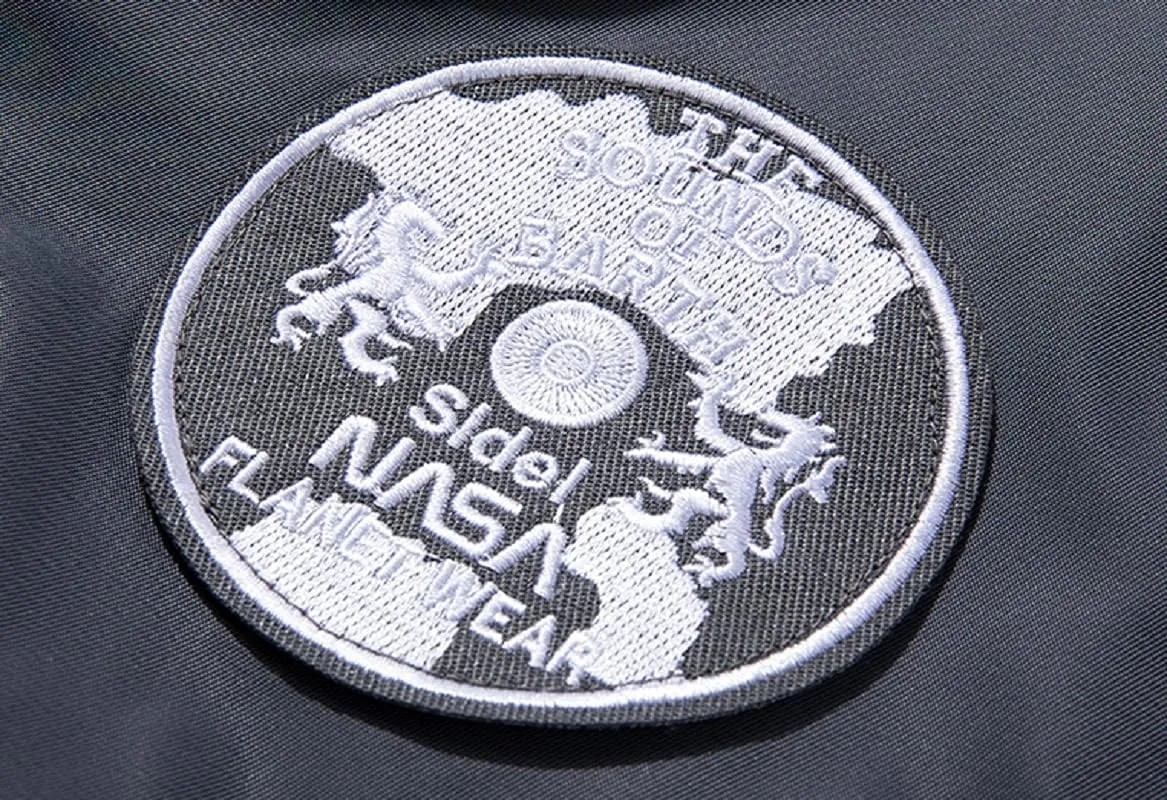 CORIRESHA Reversible NASA Bomber Jacket with Embroidery Badges
