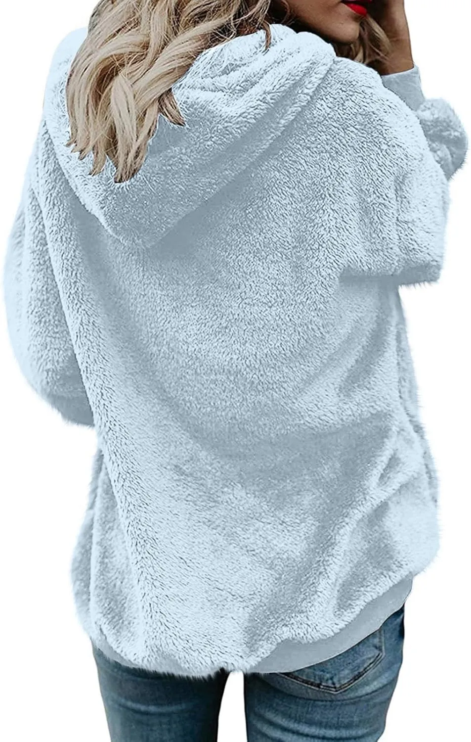 Cozy Fluffy Hoodie Women Fall/Winter Clothes Womens Hoodies Sherpa Pullover Zip Up Fuzzy Fleece Oversized Hoodie