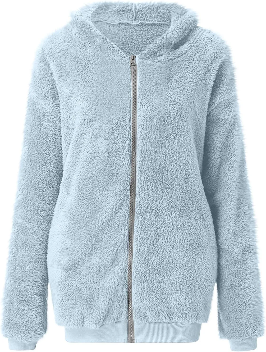 Cozy Fluffy Hoodie Women Fall/Winter Clothes Womens Hoodies Sherpa Pullover Zip Up Fuzzy Fleece Oversized Hoodie