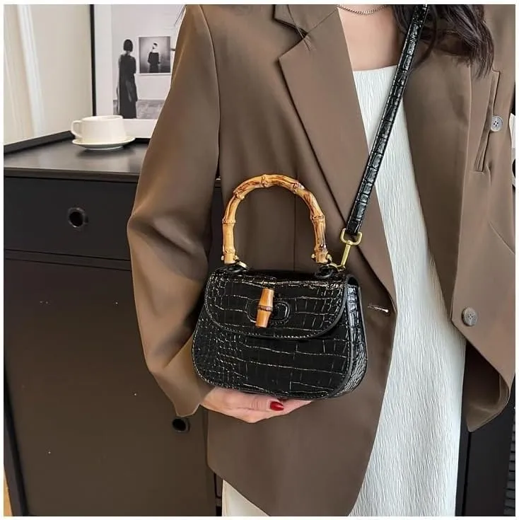 cross-body bag Premium Bamboo Shoulder Saddle Bag
