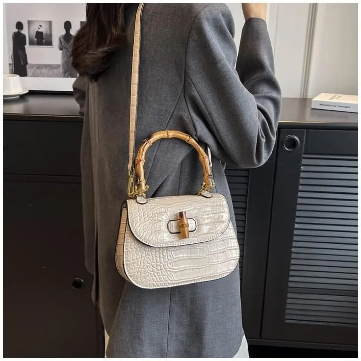 cross-body bag Premium Bamboo Shoulder Saddle Bag