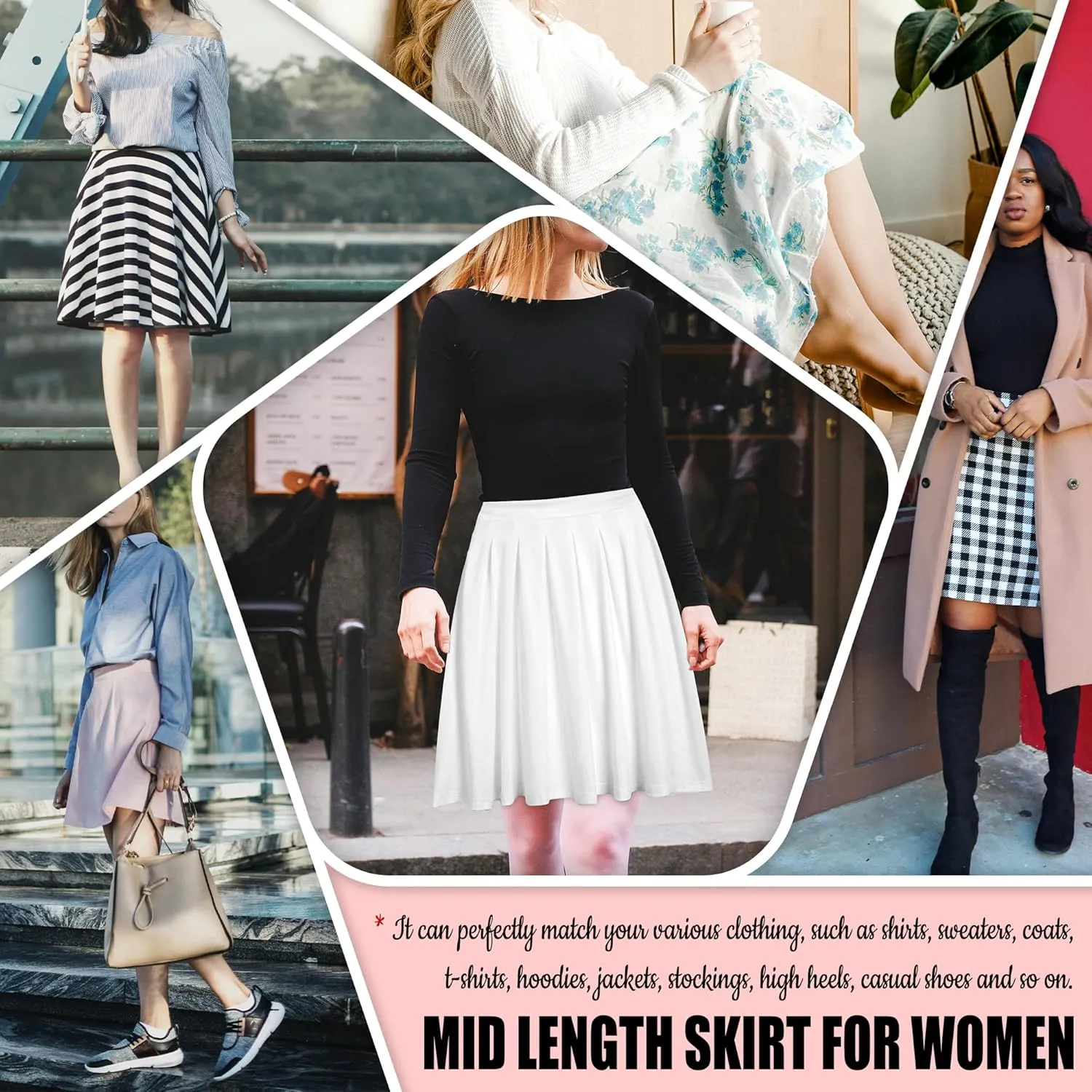 Daisy Flowers Navy Skirts for Women Work Party Travel Midi Length Ruffle Skirt High Waisted Fall Long Casual Skirts