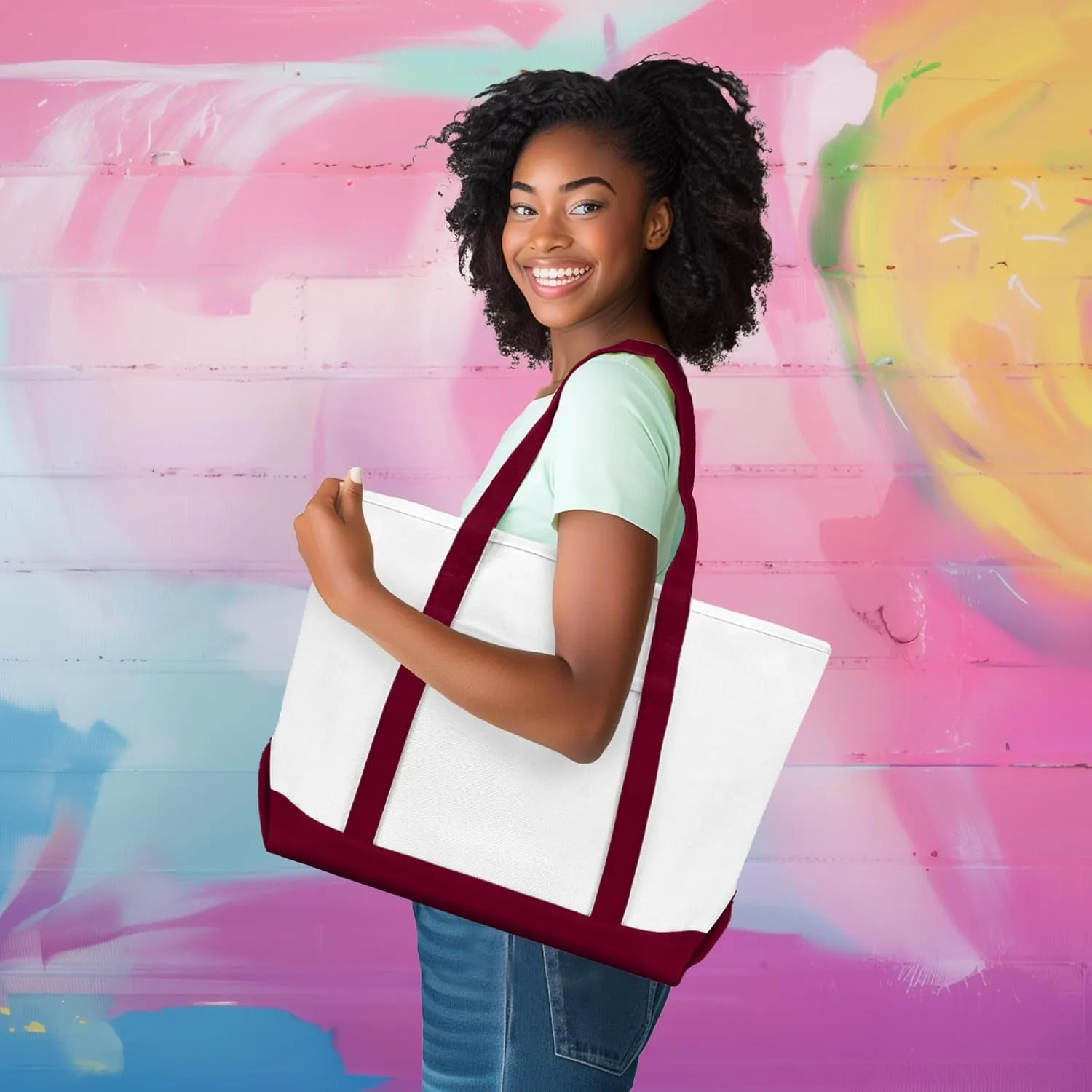 DALIX 23" Premium 24 oz. Cotton Canvas Shopping Tote Bag