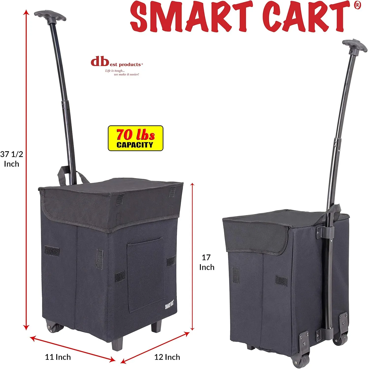 dbest products Smart Cart Rolling Multipurpose Collapsible Basket Scrapbooking Blackout