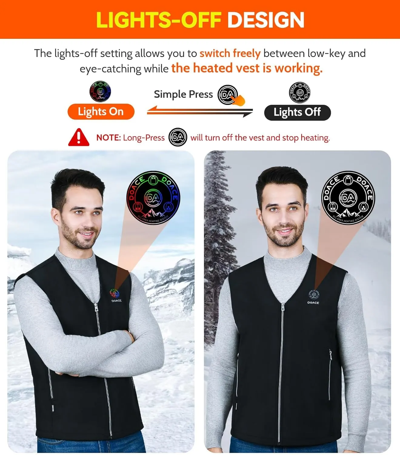 DOACE Heated Vest for Men & Women, Smart heated Jacket (Battery Not Included)