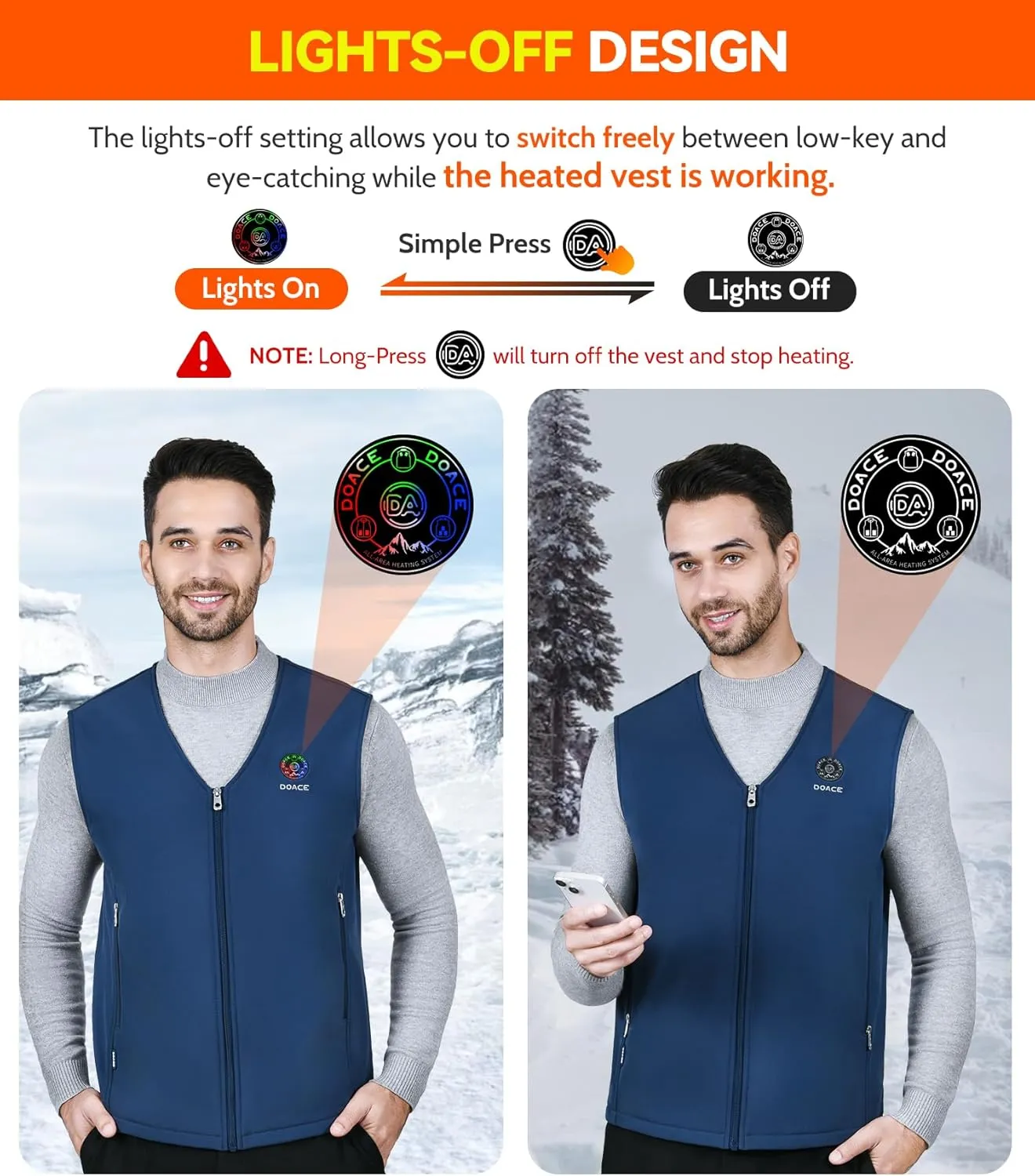 DOACE Heated Vest for Men & Women, Smart heated Jacket (Battery Not Included)
