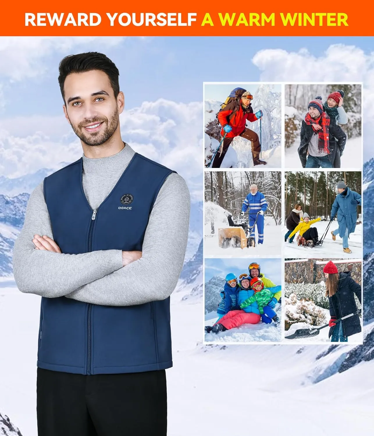 DOACE Heated Vest for Men & Women, Smart heated Jacket (Battery Not Included)
