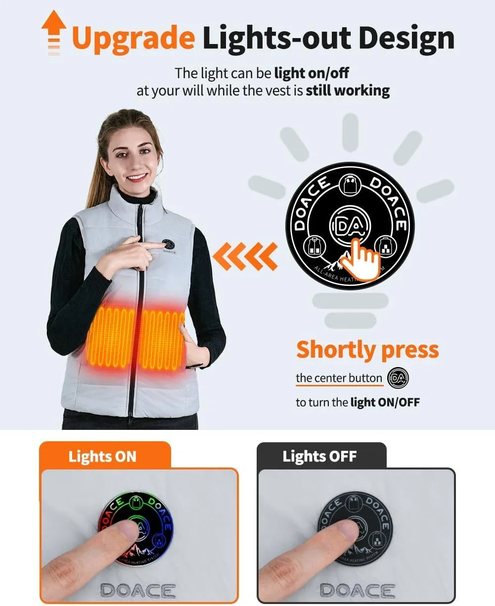 DOACE Heated Vest for Women and Men, Smart Electric Heating Vest Rechargeable, Battery Not Included