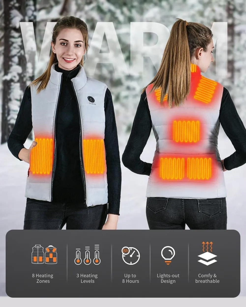 DOACE Heated Vest for Women and Men, Smart Electric Heating Vest Rechargeable, Battery Not Included