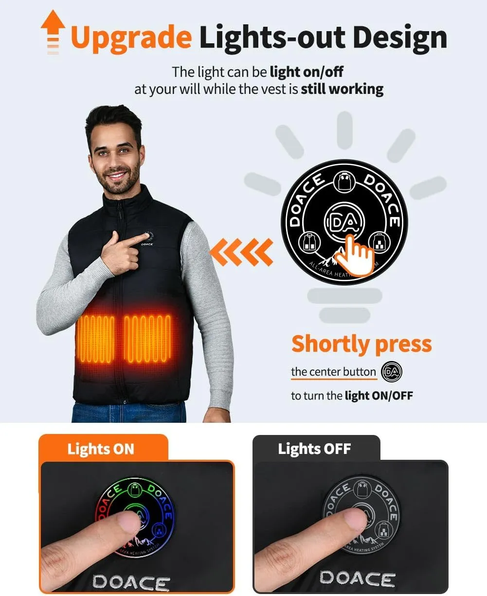 DOACE Heated Vest for Women and Men, Smart Electric Heating Vest Rechargeable, Battery Not Included